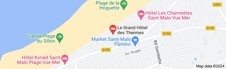 Localisation du Grand Hôtel des Thermes à Saint-Malo